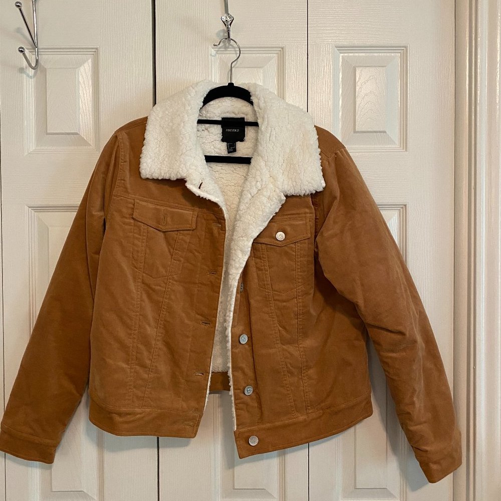 NWOT Corduroy Camel Sherpa-Lined Jacket